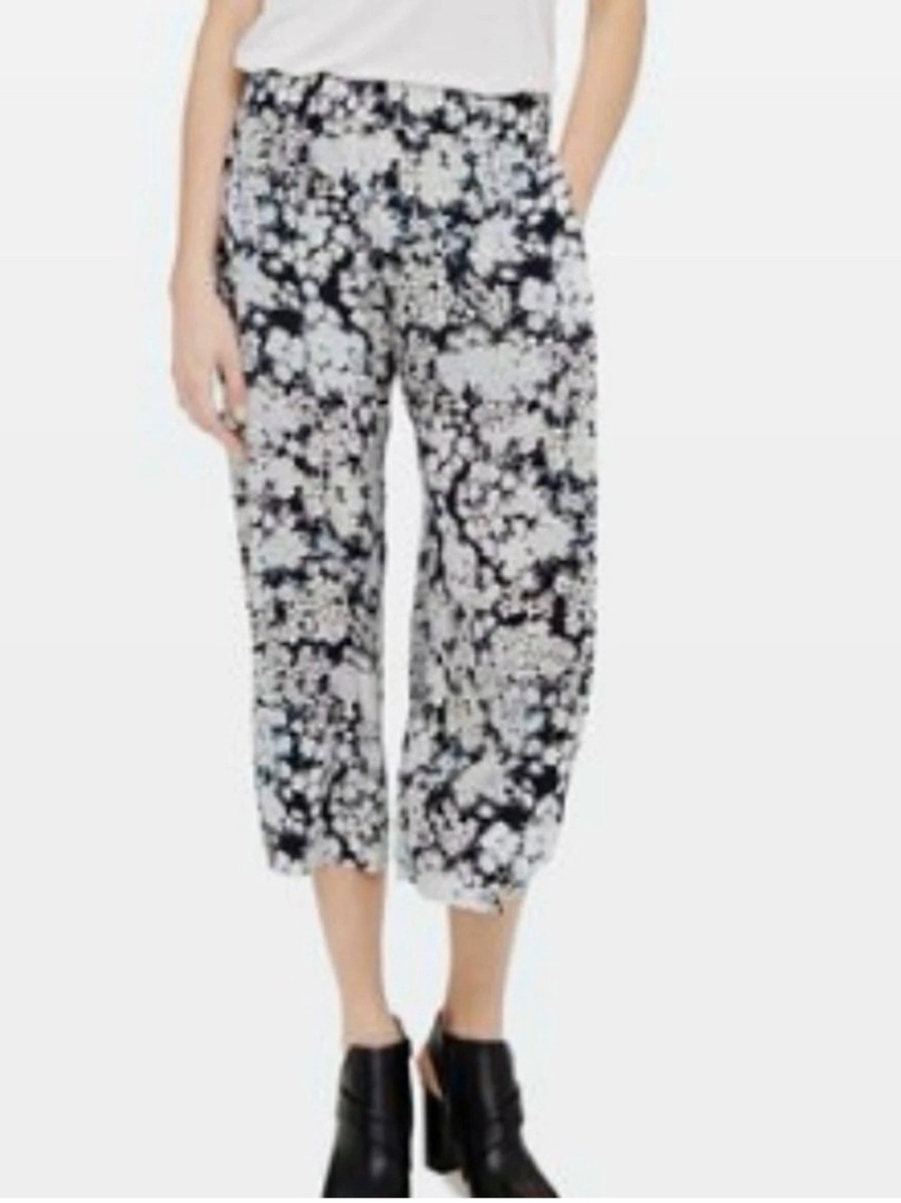 Club Monaco 100% Silk Cullote Wide Leg Split Hem Cropped Pant